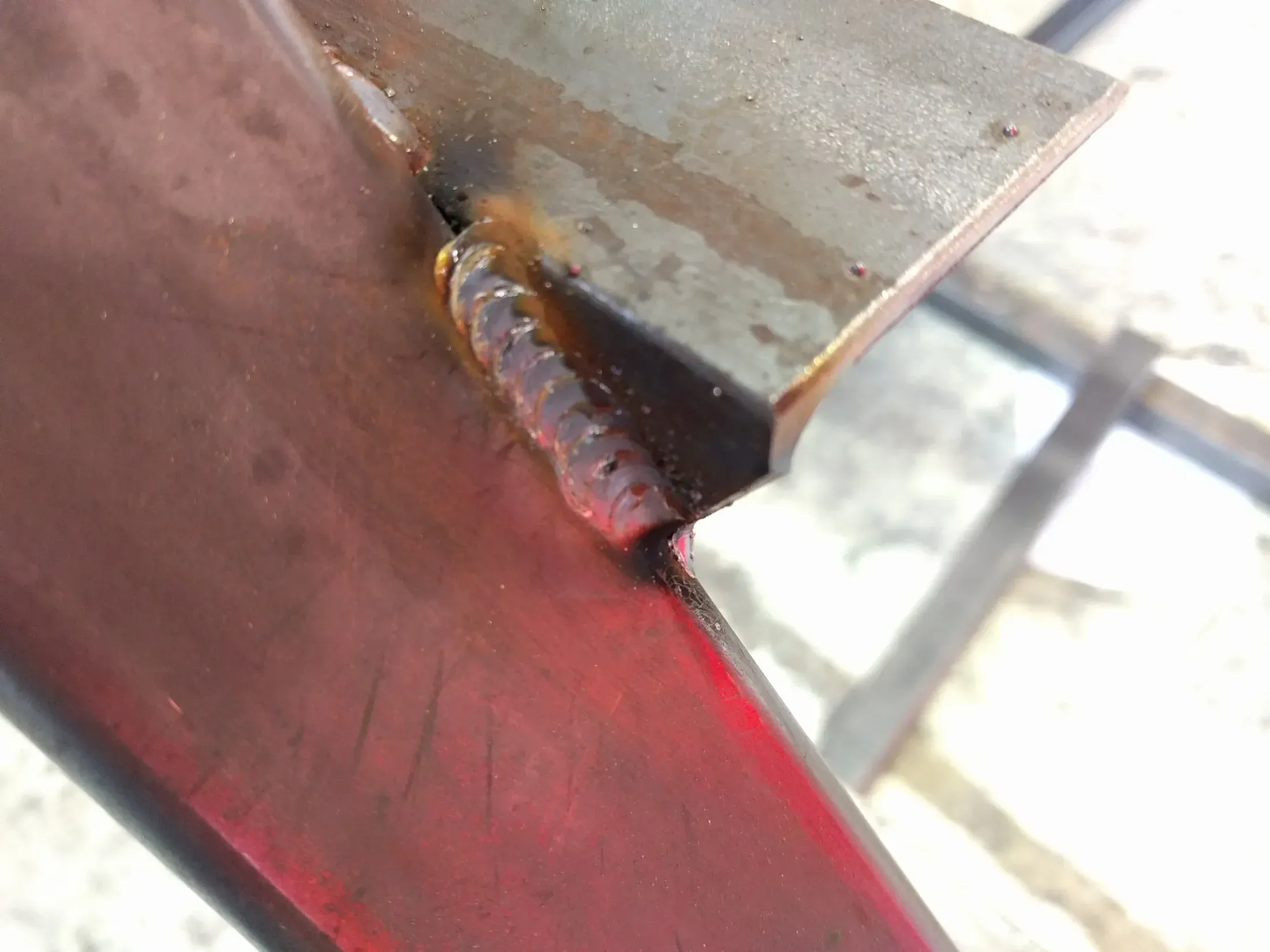 MIG practice bead from day 5 showing cleaner penetration