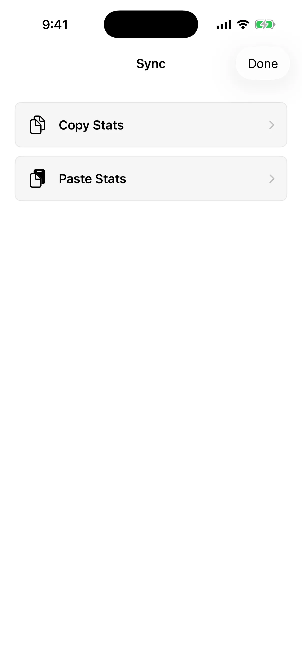 Dual N-Back screen for copying and pasting statistics between devices