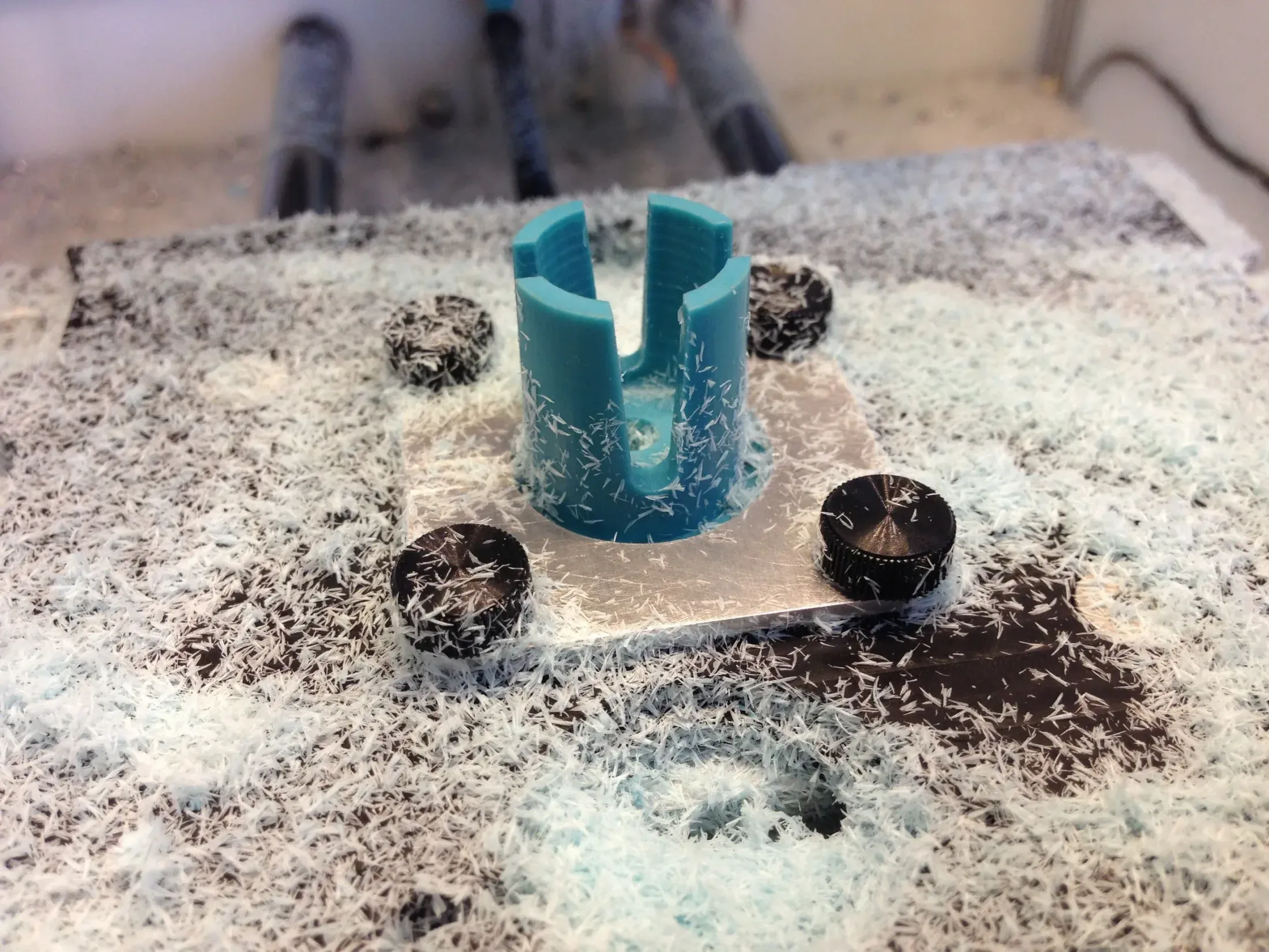 Completed finger cuts on handlebar plug after Op 3