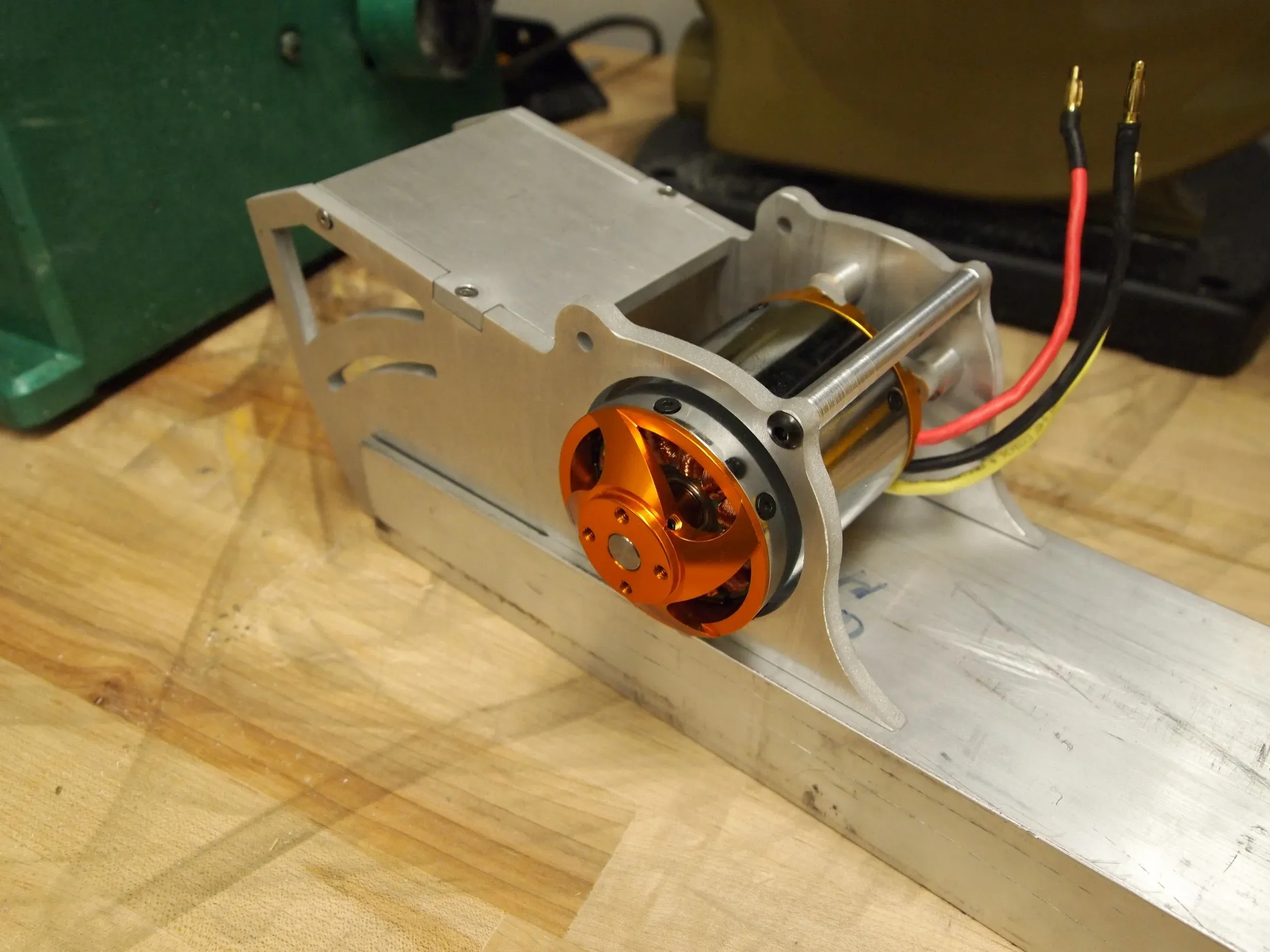 The motor pod slides into the u-channel.