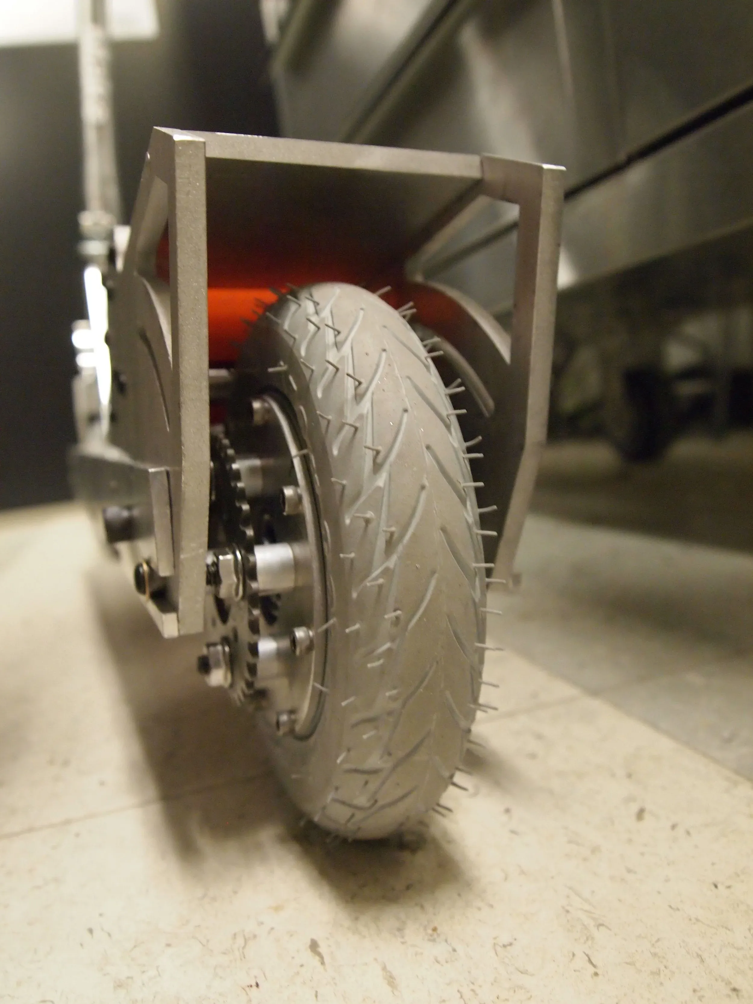 Rear view of the motor pod before the chain was installed.