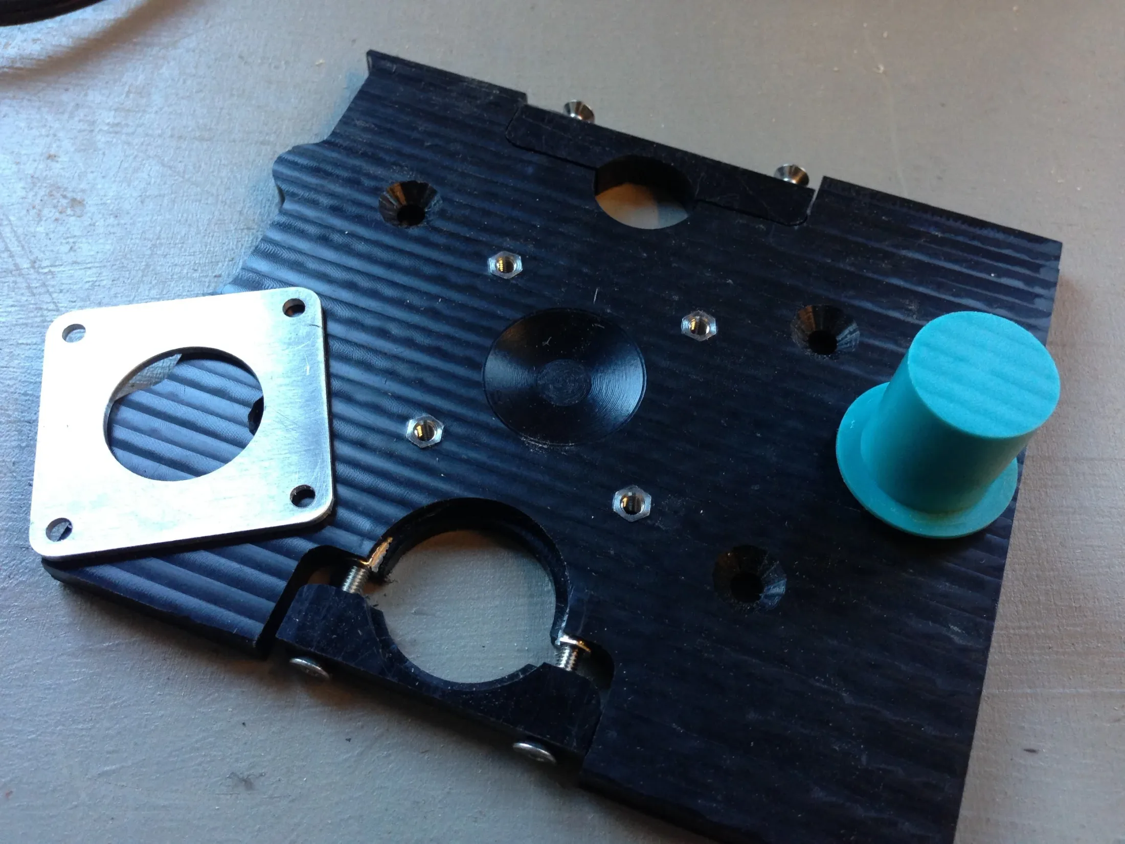 Op 3 fixture plate with cap installed and threaded inserts