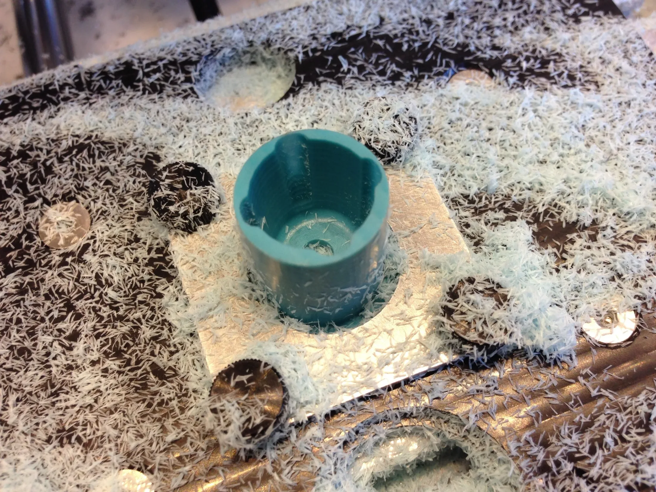 Op 3 setup showing slight misalignment before cutting fingers